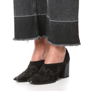 Free People NEW Pumps BLACK Leather Studs Shoes Women's 37 NWT